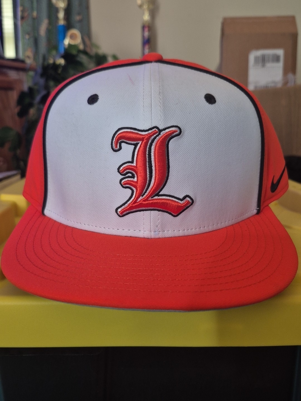 Nike Orange & White Baseball Cap with 'L' Logo. (10) M/L